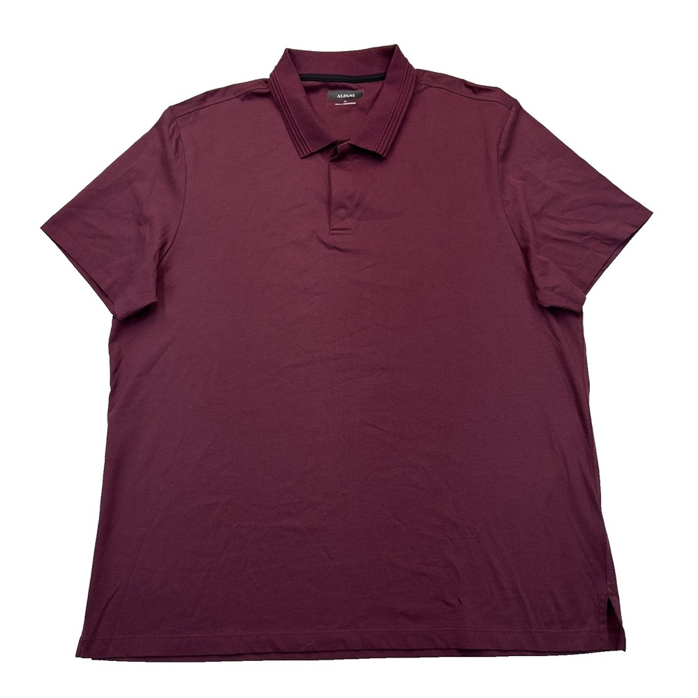 Alfani Men's Polo Shirt XL Maroon Short Sleeve Cotton Collared Casual